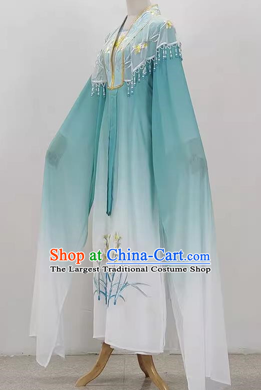 Hua Dan Gradient Color Cloth Pair Dark Green Embroidered Xiao Dan Clothes Yue Opera Drama Huangmei Opera Costumes