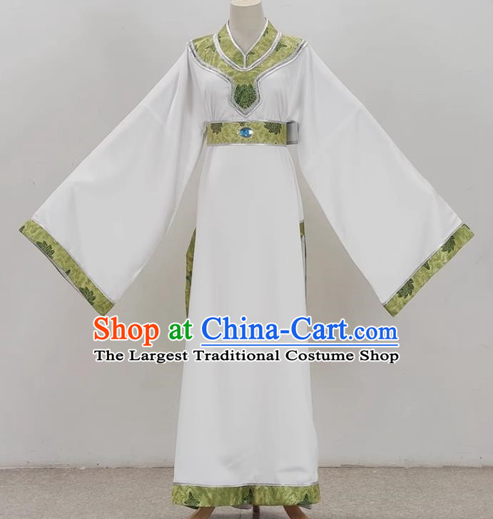Drama White Niche Round Neck Plain Jacket Ancient Costume Film And Television Shaoxing Opera Huangmei Opera Performance Costume