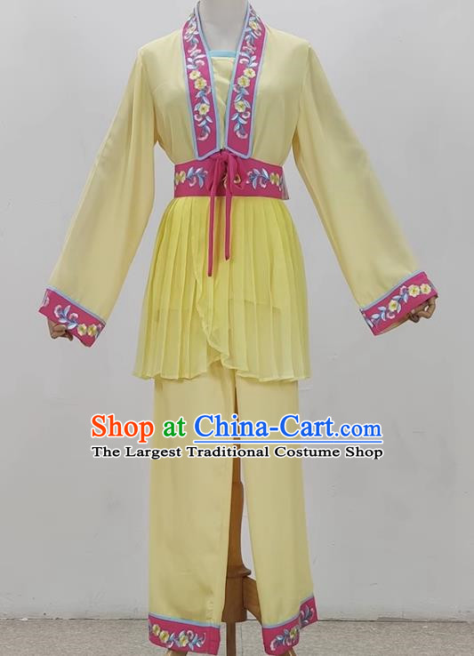 Yellow Drama Costumes Tea Picking Opera Girl Clothes Costumes Huangmei Opera Costumes