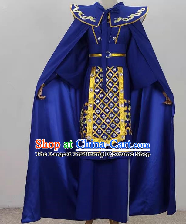Sapphire Blue Yue Opera Soldier Uniforms Embroidered Costumes Drama Cantonese Opera Qiong Opera Huangmei Opera Costumes