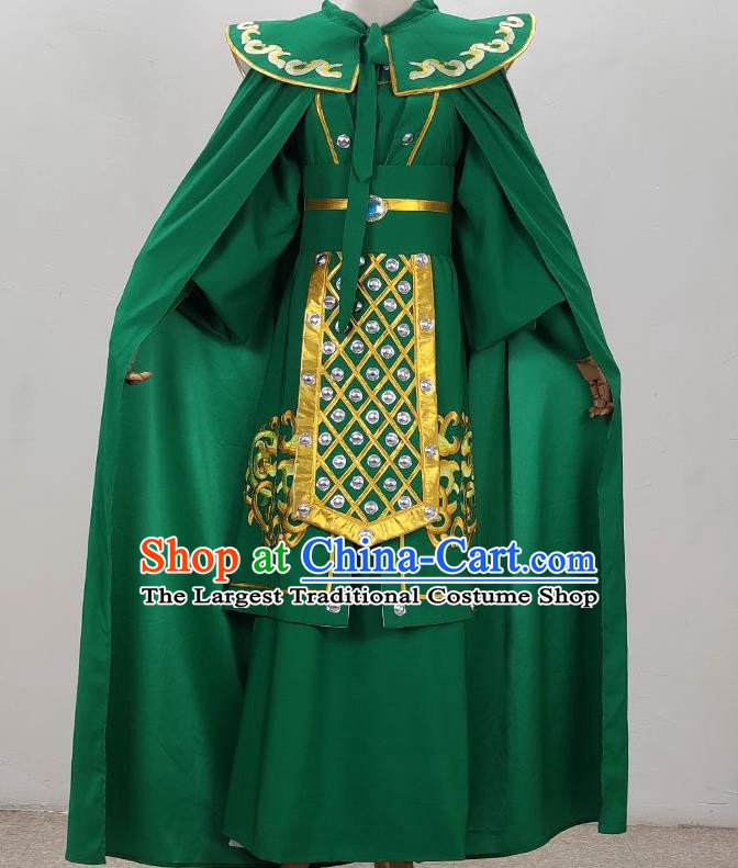 Green Yue Opera Soldier Clothes Embroidered Costumes Drama Cantonese Opera Qiong Opera Huangmei Opera Costumes