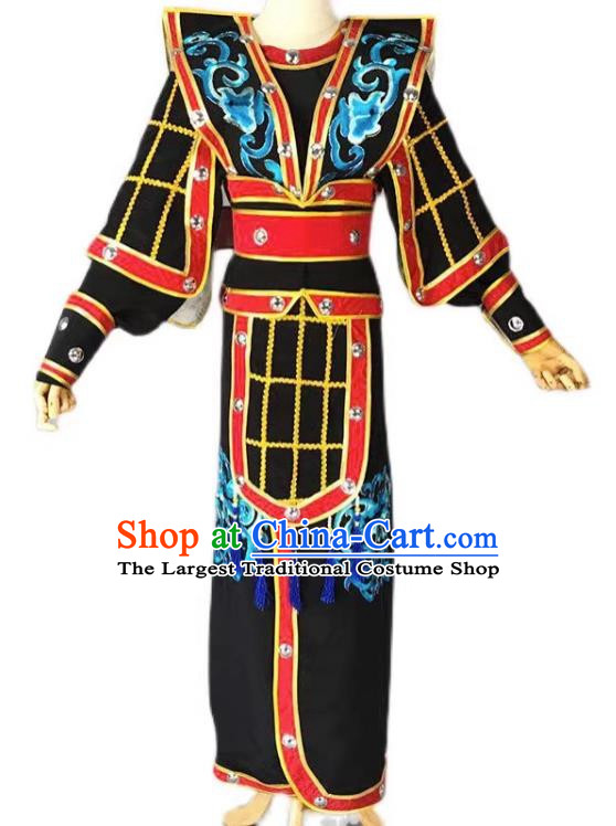 Black Drama Men Military Uniforms Costumes Shaoxing Opera Huangmei Opera Costumes Official Uniforms Martial Arts Uniforms