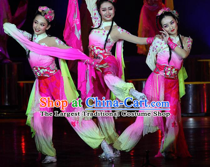 China Taoli Cup Classical Dance Pink Outfit Women Group Stage Performance Costume Water Sleeve Dance Clothing