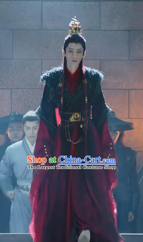 China Xianxia Drama Ancient Demon Lord Dark Red Clothing TV Series Till The End of The Moon King Tantai Jin Costumes