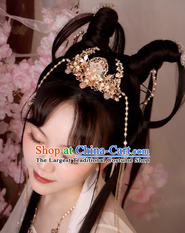 China Handmade Song Dynasty Princess Hair Accessories Hanfu Headdress Ancient Princess Hair Crown Hairpins Necklace Complete Set