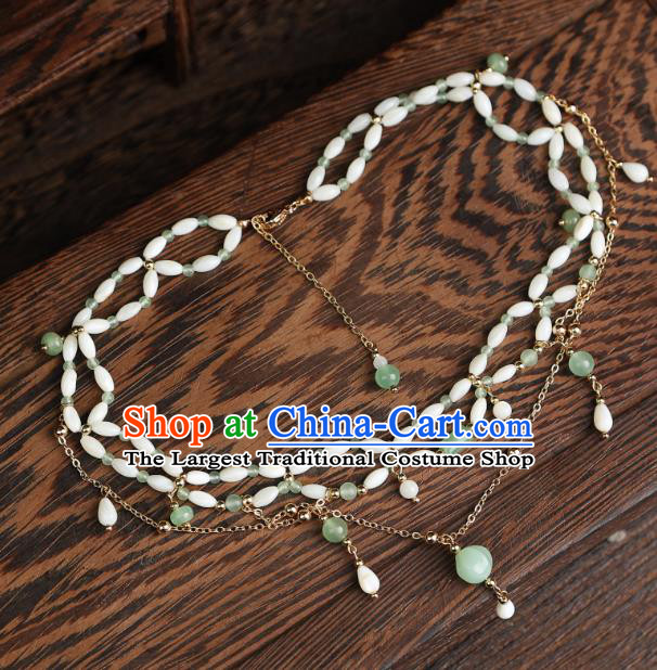 China Handmade Tang Dynasty Beads Necklace Hanfu Jewelry Ancient Young Woman Necklet