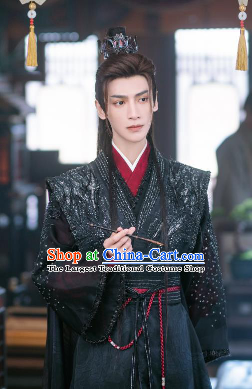 Xianxia TV Series Till The End of The Moon Tantai Jin Black Clothing China Ancient Demon Lord Replica Costumes