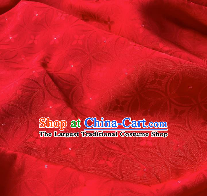 Red Cheongsam Brocade Material China Classical Copper Cash Design Silk Fabric Traditional Mulberry Silk