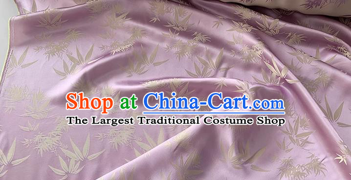 Gray Purple China Cheongsam Brocade Material Traditional Bamboo Leaf Design Silk Cloth Classical Jacquard Mulberry Silk Fabric