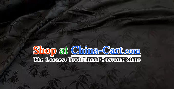 Black China Cheongsam Brocade Material Classical Bamboo Leaf Design Silk Cloth Traditional Jacquard Fabric