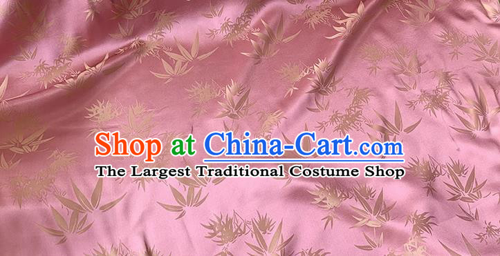 Pink China Classical Bamboo Leaf Design Silk Cloth Traditional Jacquard Fabric Cheongsam Brocade Material