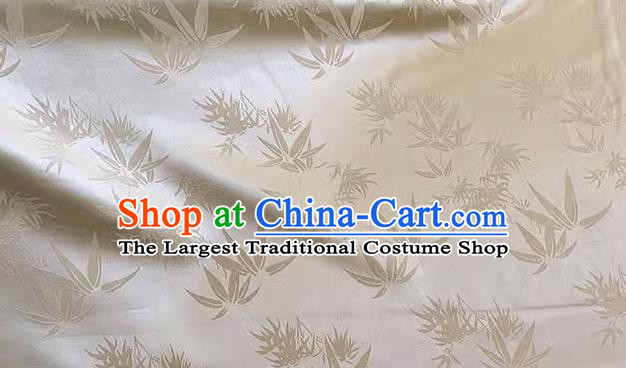 Creamy White China Cheongsam Brocade Material Classical Bamboo Leaf Pattern Silk Cloth Traditional Design Jacquard Fabric
