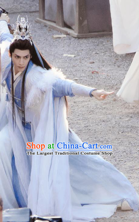 Xianxia TV Series Till The End of The Moon Demon Lord Tantai Jin Replica Clothing China Ancient Swordsman Blue Costumes
