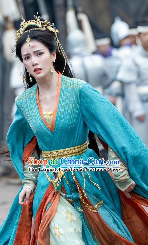 China Xianxia Drama Till The End of The Moon Princess Ye Xiwu Replica Clothing Ancient Goddess Blue Dresses
