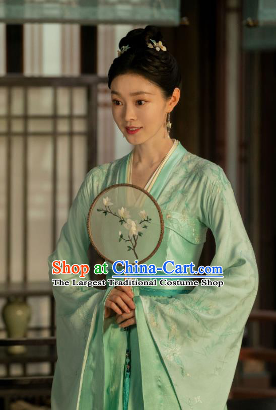 Chinese Song Dynasty Noble Lady Costumes Ancient Empress Clothing TV Series Destined Chang Feng Du Liu Yu Ru Green Dresses
