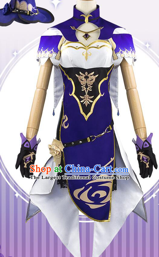 Handmade Cosplay Costume Genshin Female Knight Purple Dress