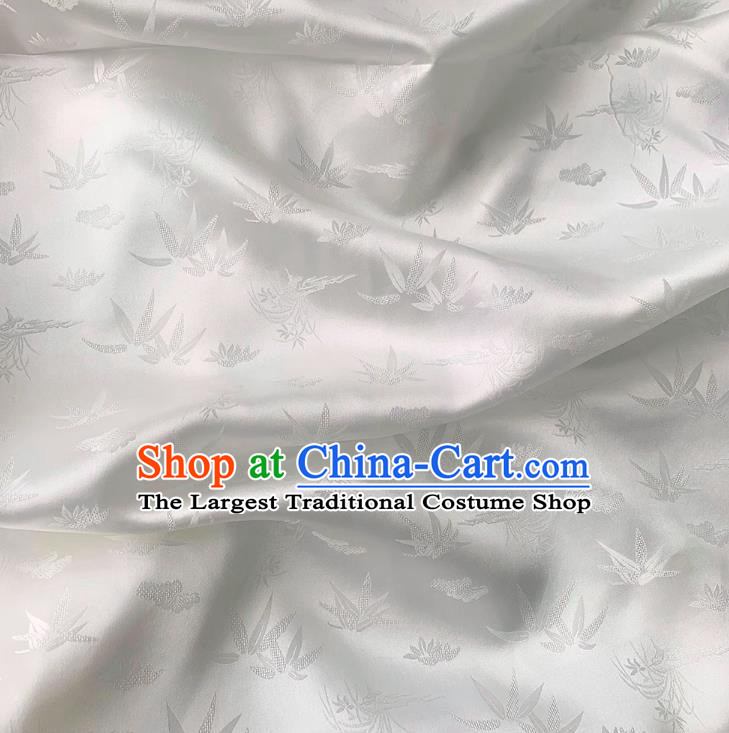 Chinese Style Silk Fabric Classical Bamboo Pattern Cheongsam Cloth White Mulberry Silk Material