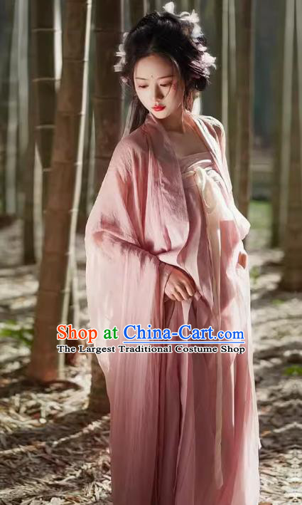 China Ancient Royal Princess Clothing Traditional Hanfu Pink Hezi Dresses Tang Dynasty Young Woman Costumes