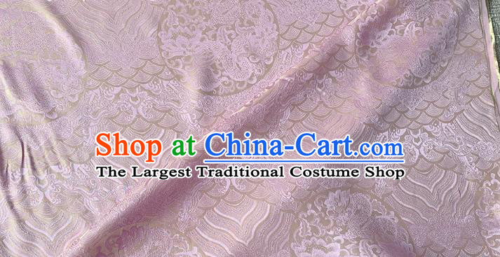 Pink Chinese Classical Round Dragon Pattern Silk Fabric Cheongsam Cloth Traditional Hanfu Silk Material