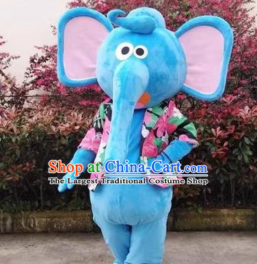 Customized Blue Elephant Mascot Walking Event Baby Elephant Props Advertising Animal Cartoon Elephant Puppet Costume People Wearing Puppet Costumes