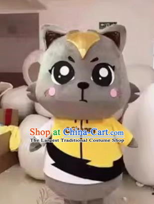 Customized Gray Cat Training Coding Doll Programming Cat School Mascot Shape Customized Removable Promotional Person Wearing Cartoon Doll Costume