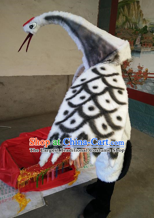 Man Wearing Red Crowned Crane Costume Props White Crane Crane Props Snipe and Clam Fighting Performance Props Cartoon Characters