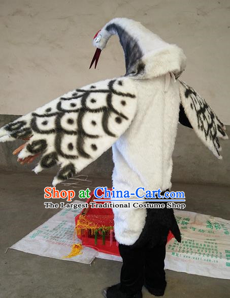 Man Wearing Red Crowned Crane Costume Props White Crane Crane Props Snipe and Clam Fighting Performance Props Cartoon Characters