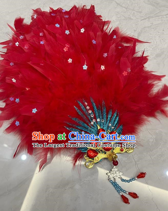 Red Northeastern Yangko Feather Head Flower Performance Super Fairy High End Head Flower Corolla