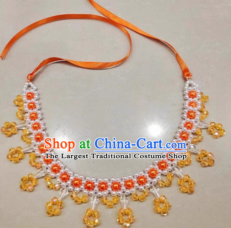 Orange Yangko Series Accessories Princess Style Forehead Chain Necklace Set Duo Opera Necklace Forehead Chain