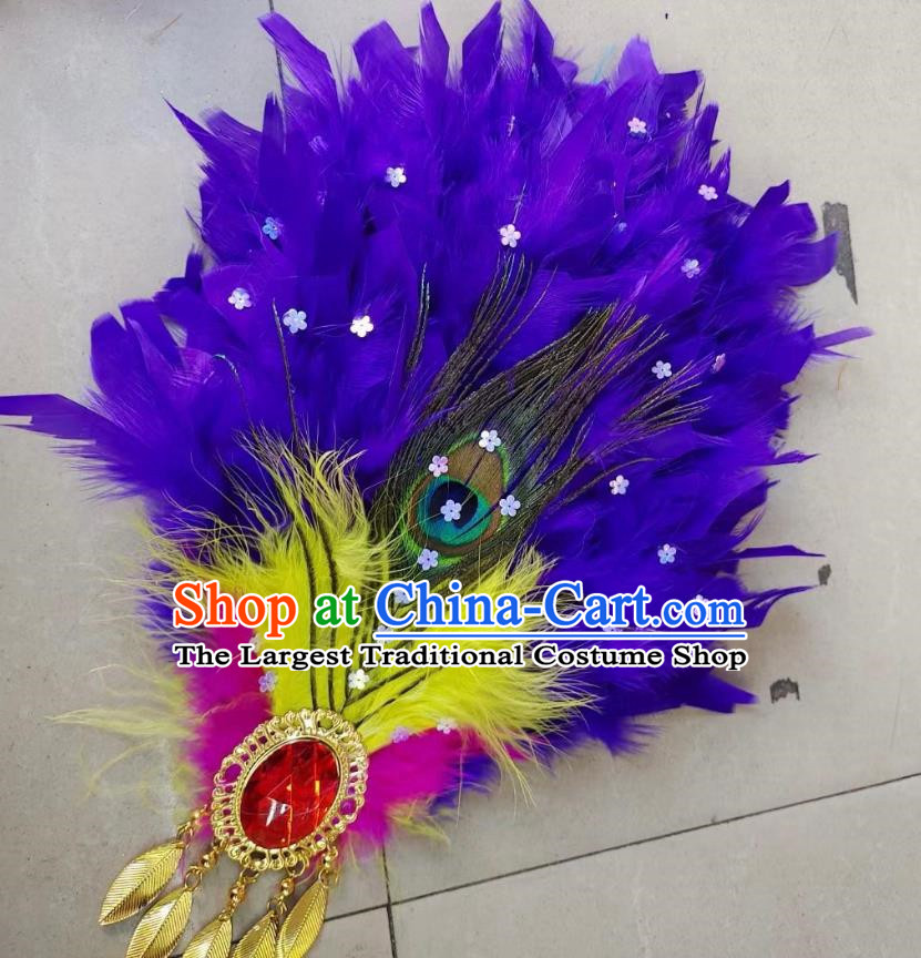 Purple Northeastern Yangko Feather Headdress Head Flower Tie Hair Yangko Headdress Corolla Sweet Yangko Feather Head Flower Peacock
