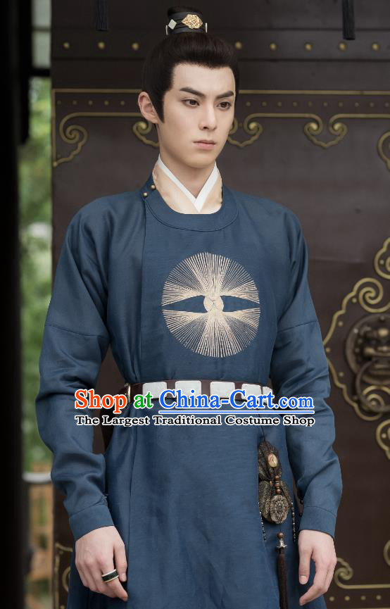 Chinese Traditional Hanfu Clothing Ancient Hero Costumes TV Drama Unchained Eunuch Xiao Duo Blue Outfit