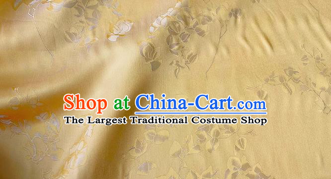Champagne China Cheongsam Fabric Traditional Dress Material Classical Peach Blossom Pattern Silk