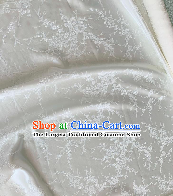 White China Traditional Cheongsam Material Classical Plum Blossom Pattern Silk Embossed Stretch Fabric