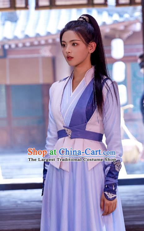 Drama Chong Zi Yang Chao Yue Clothing China Ancient Female Swordsman Purple Costumes