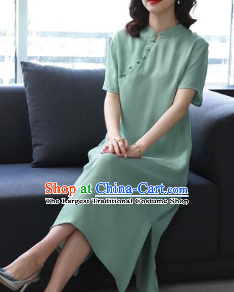 Oversize Green Dress China Classic Qipao Traditional Cheongsam Clothing