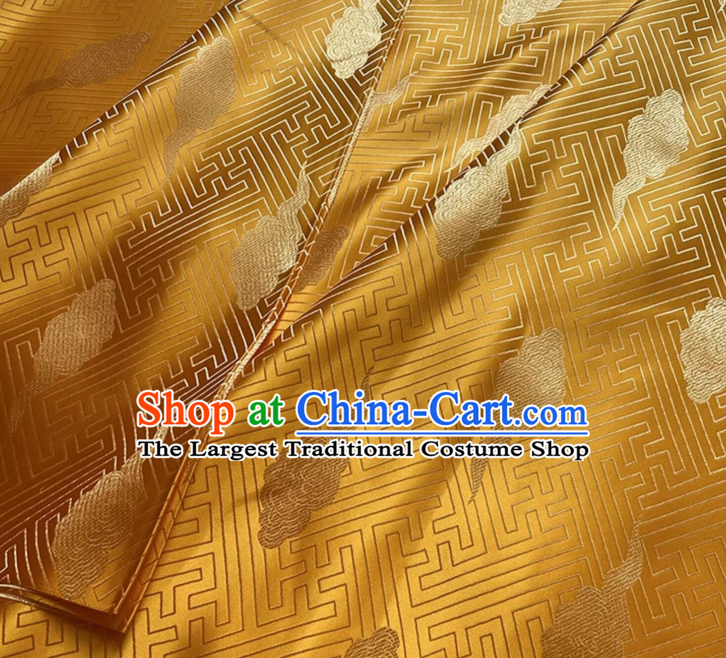 Buddhism Swastika Cloud Pattern Golden Cloth Traditional Chinese Fabric Classical Tibetan Robe Brocade