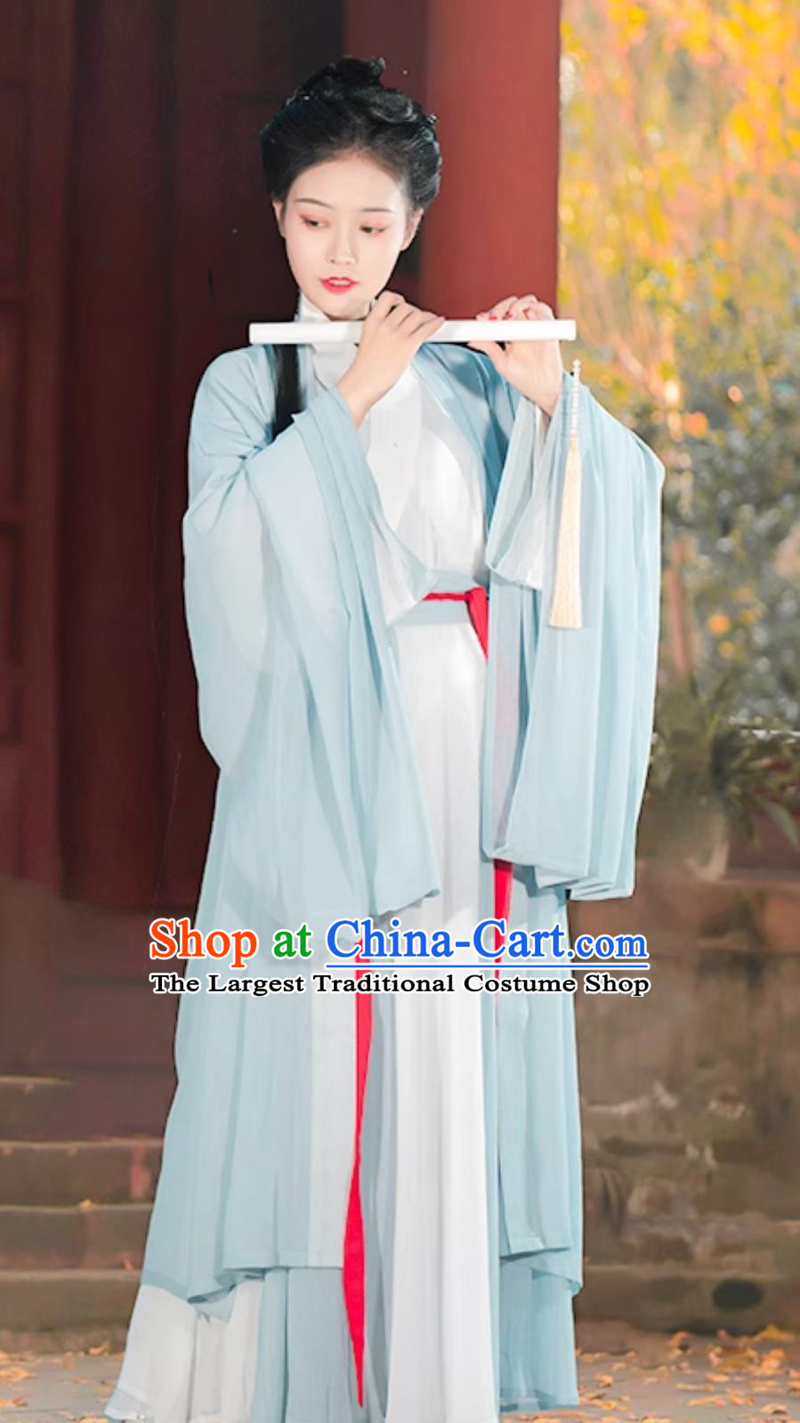Traditional Blue Hanfu Dresses Ancient China Swordswoman Costume Chinese Jin Dynasty Clothing