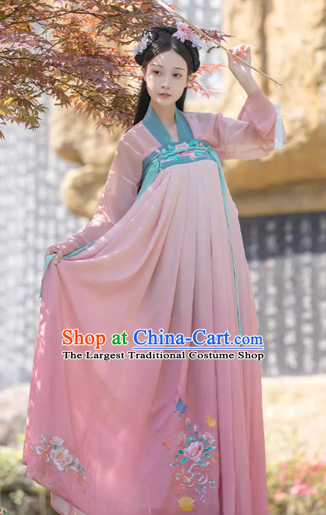 Chinese Tang Dynasty Clothing Traditional Pink Hanfu Dress Ancient China Young Lady Costume