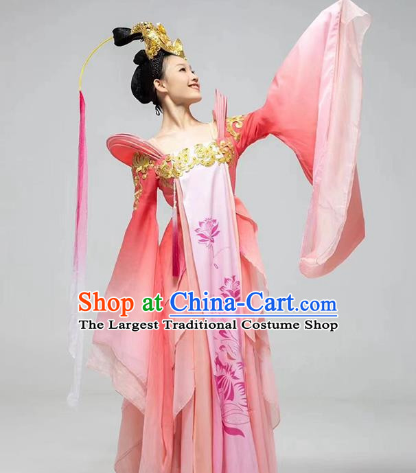 Classical Dance Costume Peach Blossom Fairy Same Style National Costume Chinese Style Wide Sleeve Stage Costume