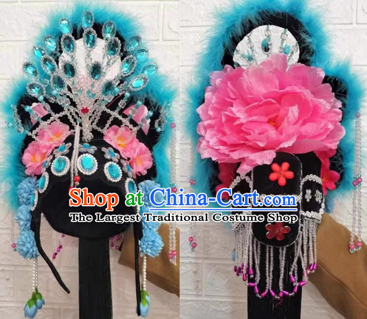 Light Blue Classical Dance Hair Ornaments Chinese Yangko Dance Headdress Drama Opera Hua Dan Dance Headdress Square Dance Headdress Headdress