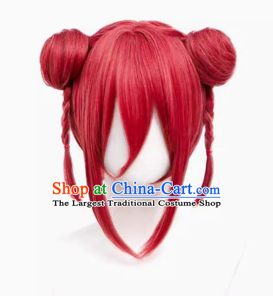 Qianqie Leopard Horse Cos Wig Blue Prison Chinese Kung Fu Braid Style Hair Bag
