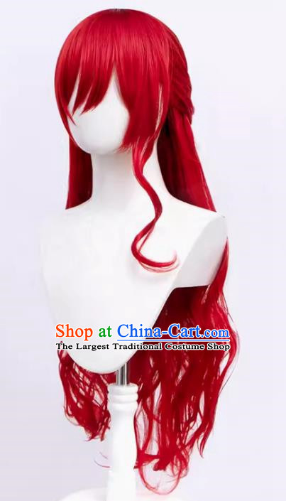 Himeko Cos Wig Collapse Star Dome Railway Hair Accessories Earrings Red Curly Hair Tiger Mouth Clip Hair Bag