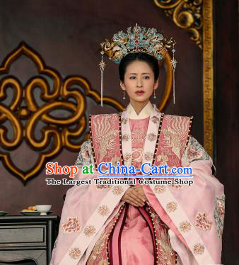 Chinese Historical TV Series The Imperial Age Ming Dynasty Empress Xu Miao Yun Costumes Chinese Ancient Court Woman Pink Dresses