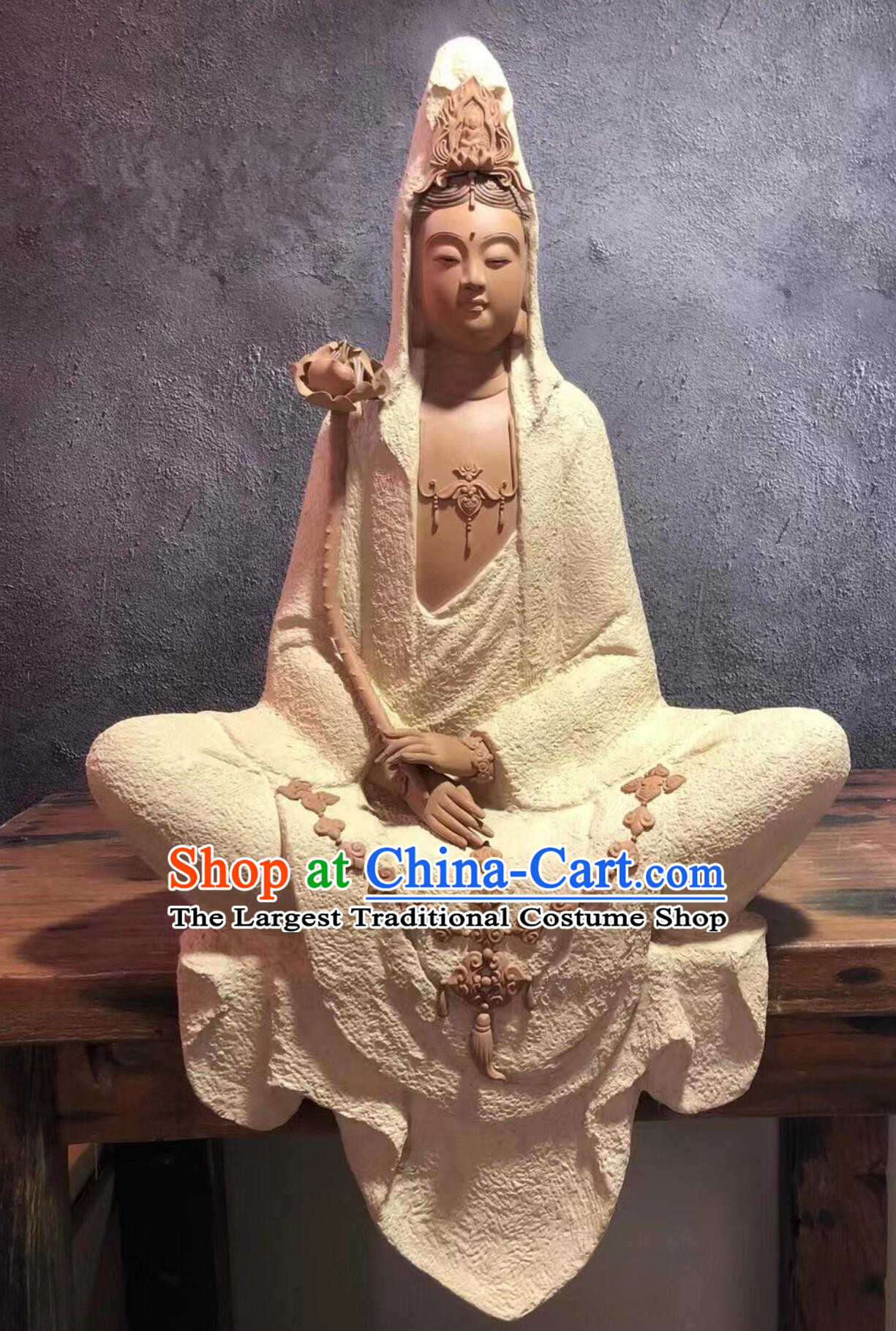 Chinese Bodhisattva Figurine Guan Yin Statue Handmade Shiwan Ceramic Sculpture