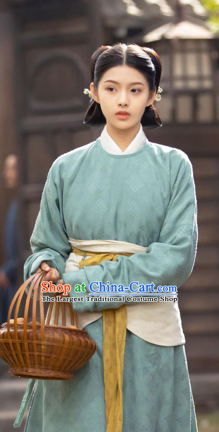 Chinese Ancient Song Dynasty Servant Lady Hanfu Clothing TV Series Scent Of Time Qian Zhi Green Costume