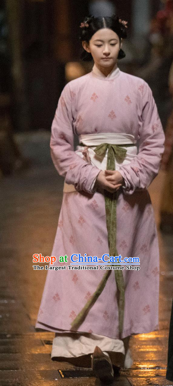 Chinese TV Series Scent Of Time Ancient Servant Lady Mu Yao Pink Costumes Song Dynasty Young Woman Hanfu Clothing