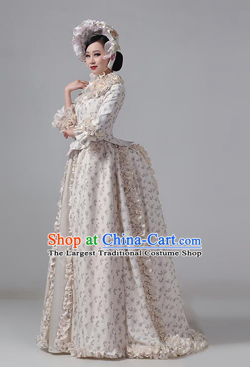 Princess Floral Clothing European Style Court Apparel Medieval Retro Victorian Era Evening Dress