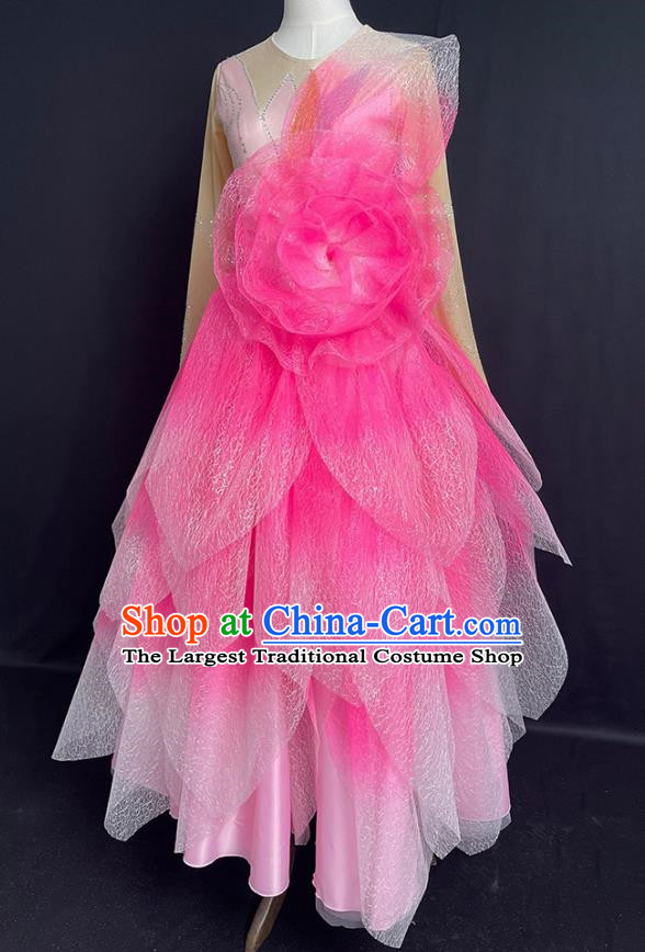 Pink Opening Dance Large Swing Skirt Performance Costume Female Large Singing And Dancing Brilliant Chinese Dream Dance Costume