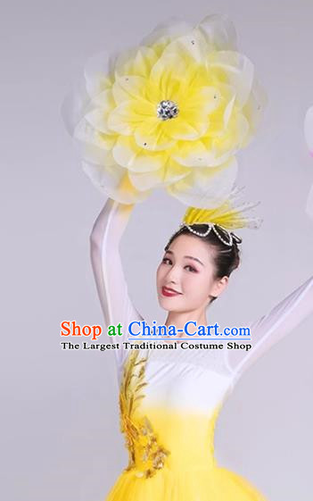 Yellow Hand Flower Dance Performance Hand Held Flower Peony Square Dance Opening Dance Wrist Flower Dance Opening Dance Props