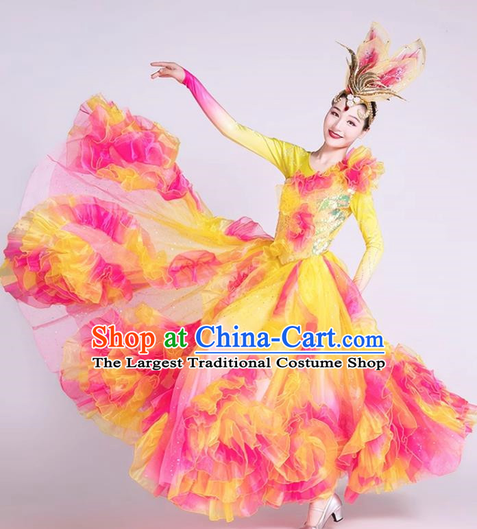 Opening Dance Large Swing Skirt Performance Costume Female Dance Costume Long Skirt Stage Singing And Dancing Dress Stage Costume Performance Costume